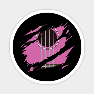 Ripped Ukulele Pink Color Magnet